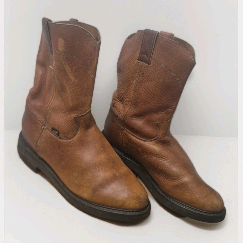 Justin  Double Comfort Collection Work Boot Men Size 11.5D 4762 Brown Leather